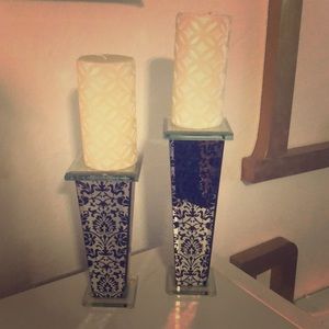 Holiday Mirror Candle Holders with Candles